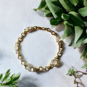 Vintage PAJ BB oval CZ China Link Bracelet Gold